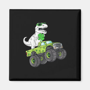 Kids St Patricks Day T Rex Riding Monster Truck Di Magnet