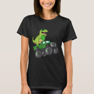 Kids St Patricks Day T Rex Riding Monster Truck Di T-Shirt