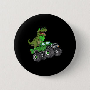 Kids St Patricks Day T Rex Riding Monster Truck To 2 Inch Round Button
