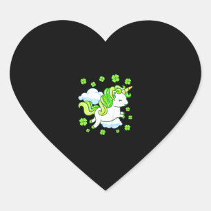 Kids St Patricks Day Unicorn Girls Toddler Shamroc Heart Sticker