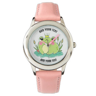 Kid's Stainless Steel Red Leather Strap Watch