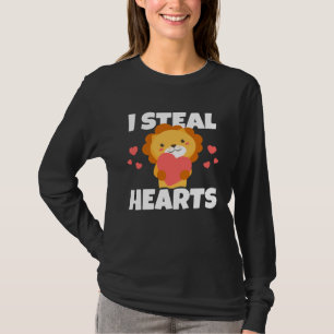 Kids Steal Hearts Lion Tiger Baby Boy Valentines D T-Shirt