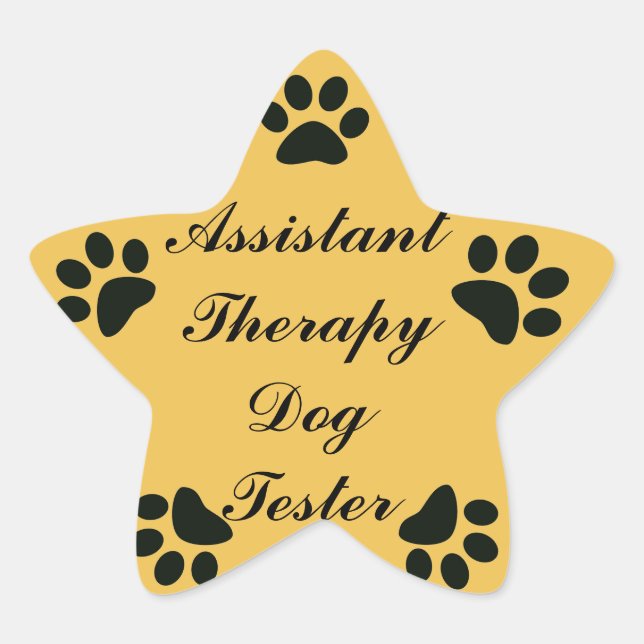 Kids Sticker~ Assistant Therapy Dog Tester Star Sticker (Front)
