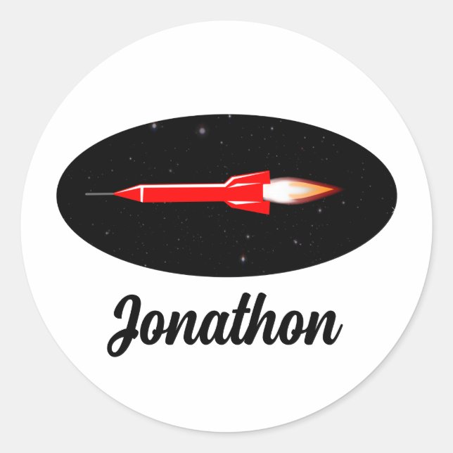 Kids Sticker Rocket Space Personalized (Front)