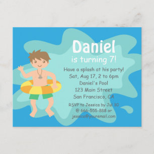 Kids Summer Splash Birthday Pool Party Invitation