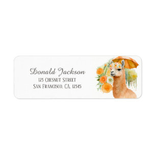 Kids Summer Watercolor Llama with Umbrella