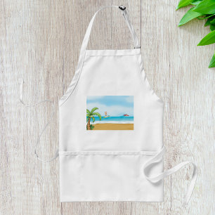 Kids Surfing Tropical Beach Fun Summer Ocean Standard Apron