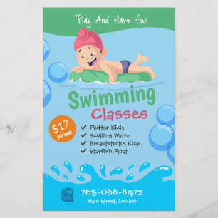 Kids Swimming Classes Custom Flyer