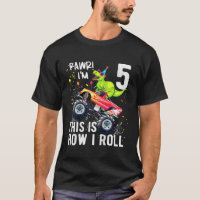 Kids T Rex Dinosaur Monster Truck 5th Birthday Boy