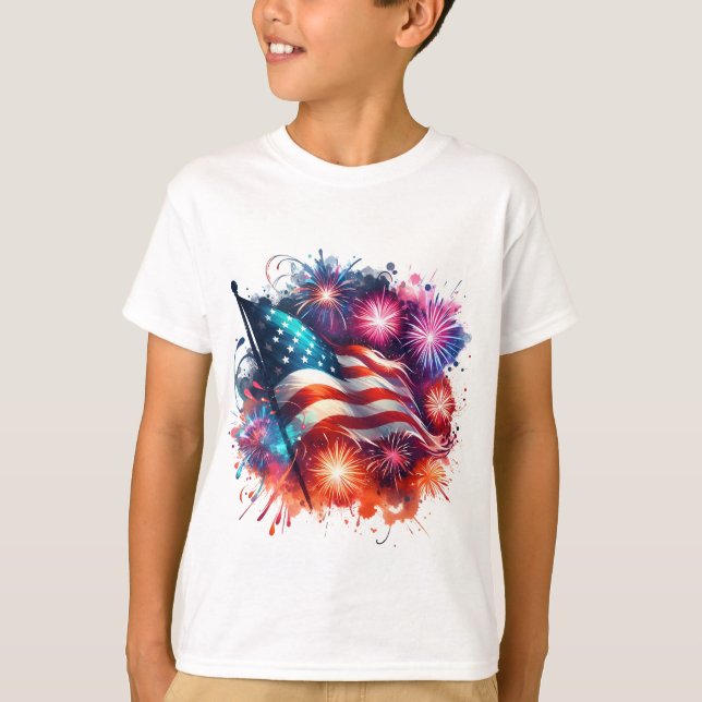 Kids T-Shirt-Patriotic Flag T-Shirt (Front)