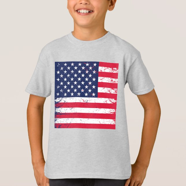 Kids T-Shirt-Patriotic Flag T-Shirt (Front)