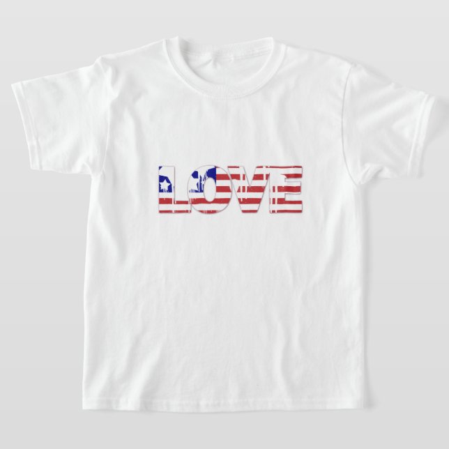 Kids T-Shirt Patriotic Love (Laydown)