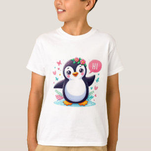 Kids' T-shirt with Cute Penguin Print