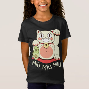 Kids' T-Shirts with Maneki Neko Cat Prints