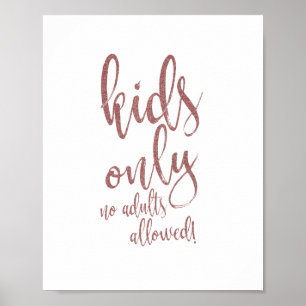 Kids Table Rose Gold Glitter 8x10 Wedding Sign