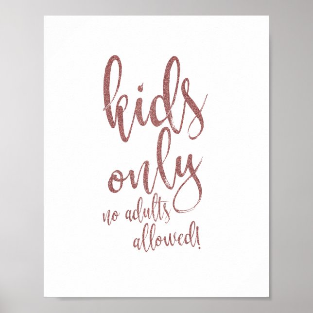 Kids Table Rose Gold Glitter 8x10 Wedding Sign (Front)