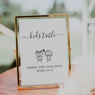 Kids Table Sign   Minimalist Children's Table Sign Invitation