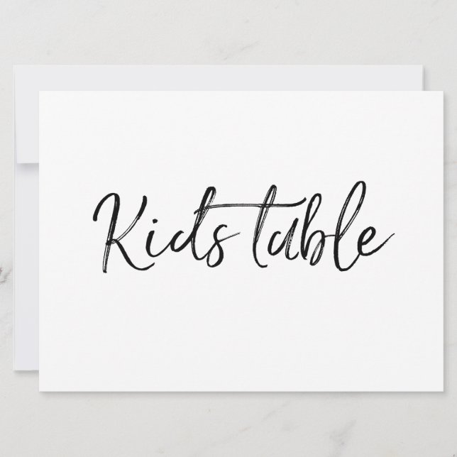 "Kids Table" Sign | Stylish Hand Lettered (Front)