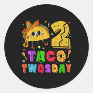 Kids Taco Twosday - Dos Toddler Birthday Party 2 Y Classic Round Sticker