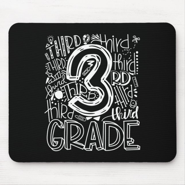 Kids Teacher Back To School 3rd Third Grade Typogr Mouse Pad (Front)