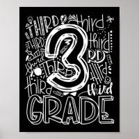 Kids Teacher Back To School 3rd Third Grade Typogr