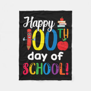 Kids Teacher Gift Happy 100th Day Of School Fleece Blanket