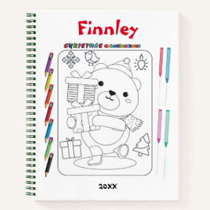 Kids Teddy Bear Christmas Colouring Sketchbook Notebook