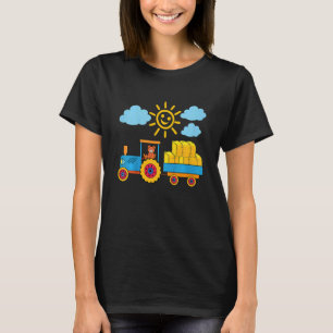 Kids Teddybear pulling a trailer with bales of hay T-Shirt