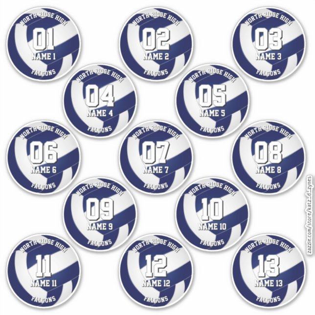kids teens navy blue white 13 volleyball club (Front)