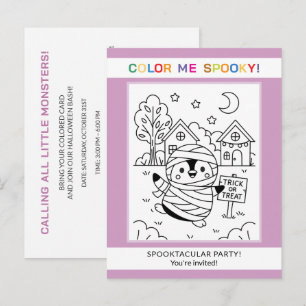 Kids & Teens Penguin Halloween Colouring Invitatio Postcard