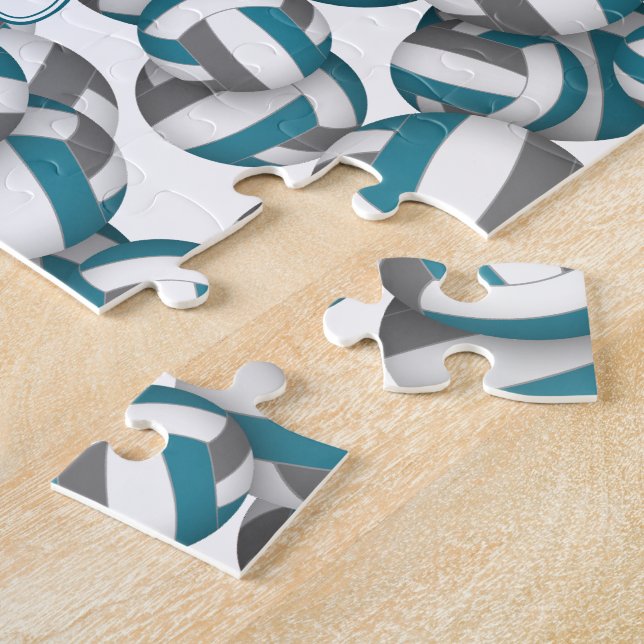 kids teens teal grey volleyball team colours jigsaw puzzle (Side)