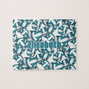 kids teens teal white volleyball team colours jigsaw puzzle