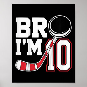 Kids Ten Years Old Tee 10th Birthday Hockey Player Poster