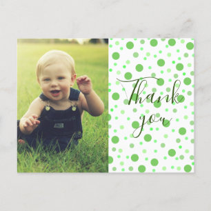 Kids Thank you Green Polka Postcard