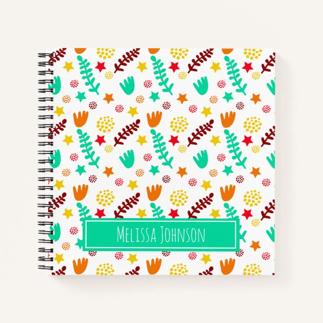 Kids Themed Tropical Botanical Colourful Pattern  Notebook (Front)