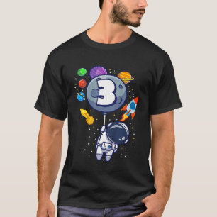 Kids Third Birthday Astronaut 3 Year Old Birthday T-Shirt