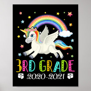 Kids Third Grade 2020 Quarantine Cute Unicorn Poster