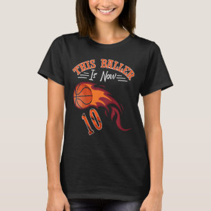 Kids This Baller is 10 Years Old Birthday Boy Bask T-Shirt
