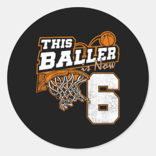 Kids This Byller Is Now 6 Fun 6th Birthday Bysketb Classic Round Sticker