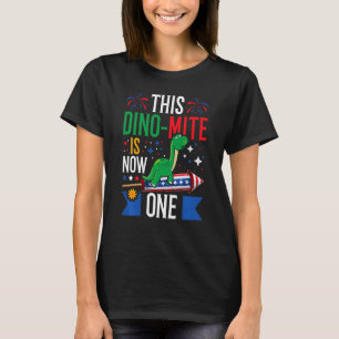 Kids This Dinomite Is Now Five Dinosaur 4th of Jul T-Shirt