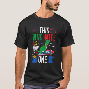 Kids This Dinomite Is Now Five Dinosaur 4th of Jul T-Shirt