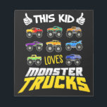 Kids This Kid Loves Monster Trucks Boys And Girls Notepad<br><div class="desc">Our t-shirts are something to be proud of – especially when you see how good they look and feel on. As an experienced fashion enthusiast, I can personally vouch for the superior quality of our materials. They're super soft and comfortable with just the right amount of stretch, so they move...</div>