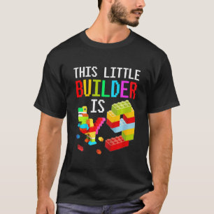 Kids This Little Builder Is 9 Building Blocks Birt T-Shirt