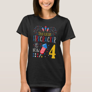 Kids This Little Firecracker Is Now 4 4th of July T-Shirt