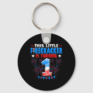 Kids This Little Firecracker Is Turning 1 Birthday Keychain