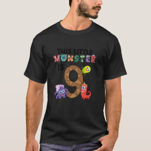 Kids This Little Monster is 9 Year Old 9th Birthda T-Shirt
