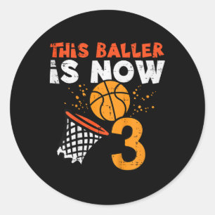 Kids This Ller Is Now 3 Sketll 3rd Birthday Bday B Classic Round Sticker