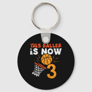 Kids This Ller Is Now 3 Sketll 3rd Birthday Bday B Keychain