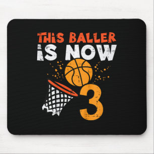 Kids This Ller Is Now 3 Sketll 3rd Birthday Bday B Mouse Pad