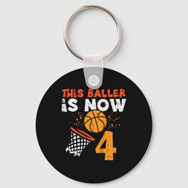Kids This Ller Is Now 4 Sketll 4th Birthday Bday B Keychain (Front)